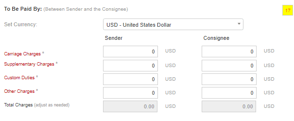 Payable Amounts by Sender (Consignor) and Buyer (Consignee)