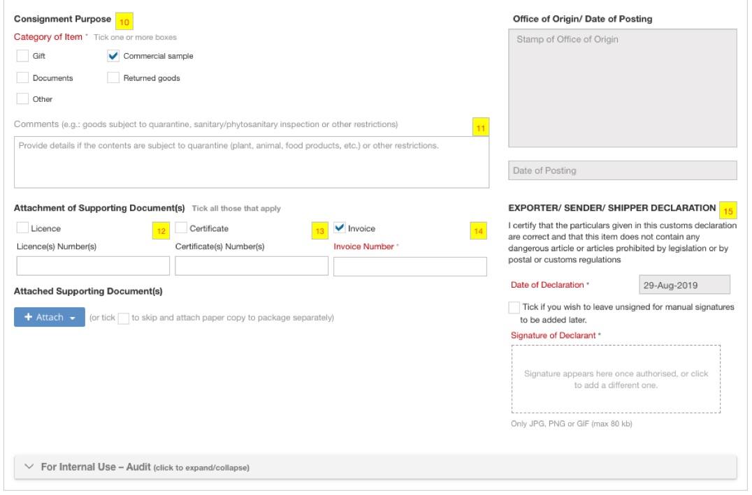 Filling CN23 Form