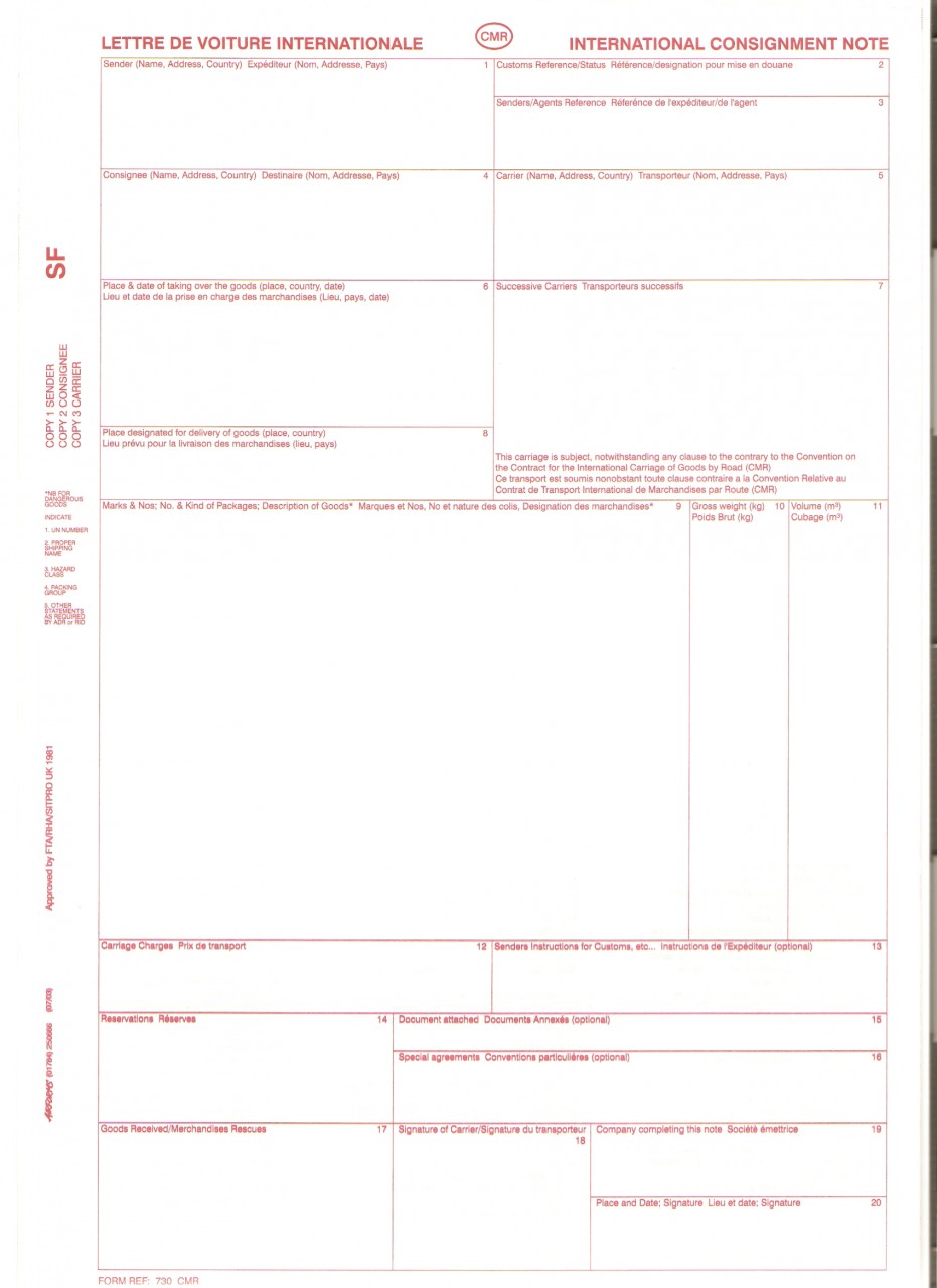 What is a CMR or International Consignment Note • EdgeCTP