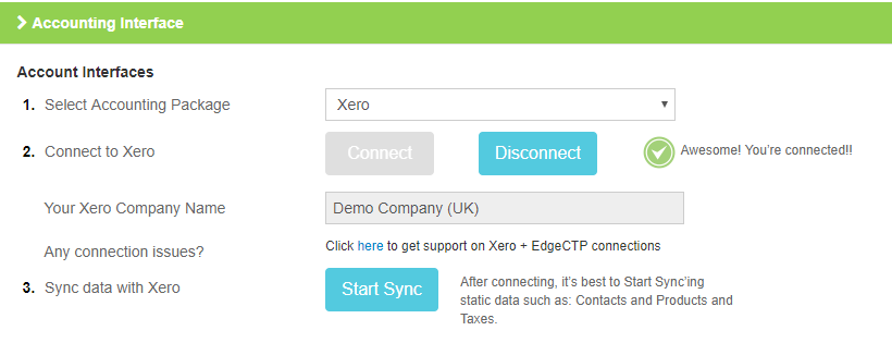 Connected Xero with EdgeCTP