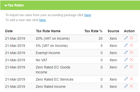 Getting Xero Tax Rates