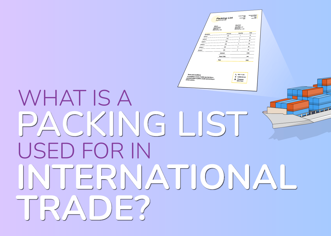 Export Documentation International Trade Packing List