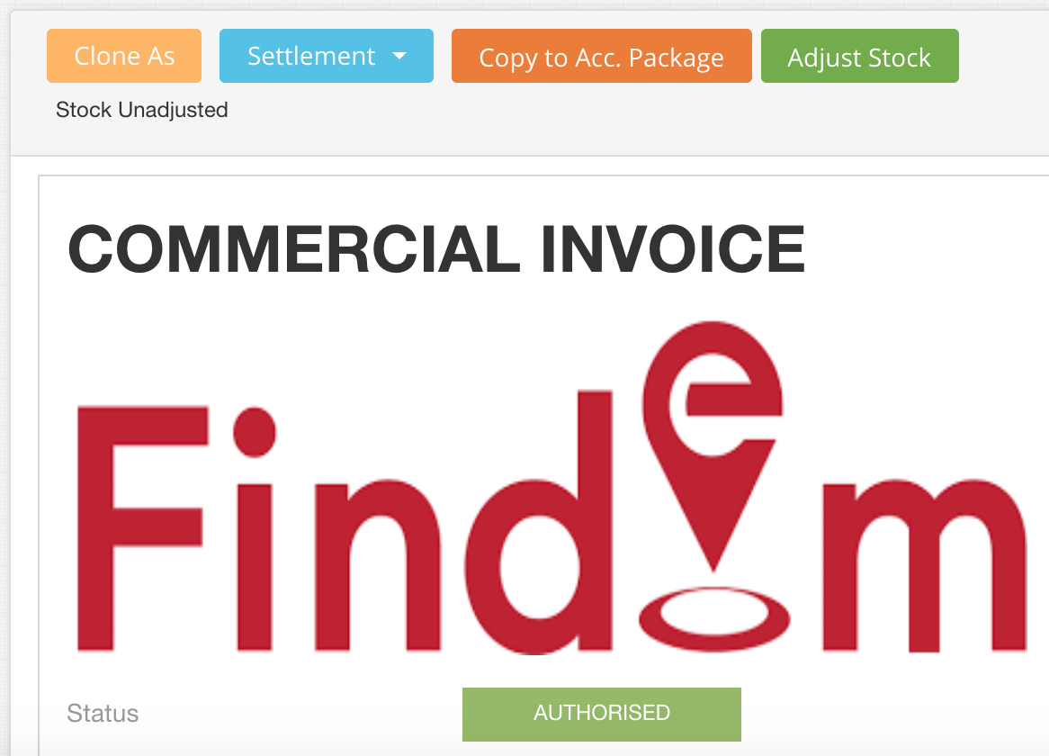 Authorised Commercial Invoice in EdgeCTP