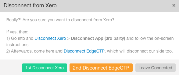 EdgeCTP unlink Xero API