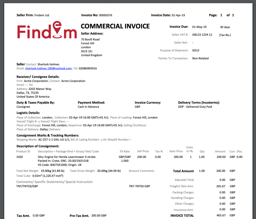 What is a Commercial Invoice In Shipping?