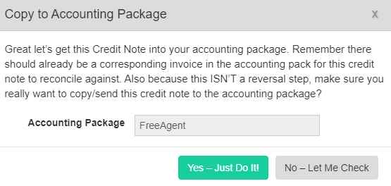 Copy Credit Note to FreeAgent