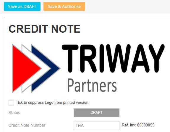 Credit Note with reference to the invoice it is crediting