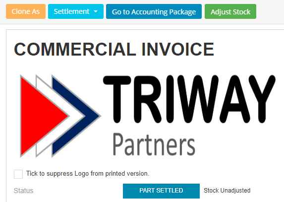 EdgeCTP Part Settled Invoice status