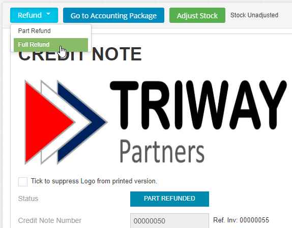Full Refund a Credit Note in EdgeCTP
