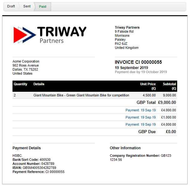 Fully Paid Invoice in FreeAgent