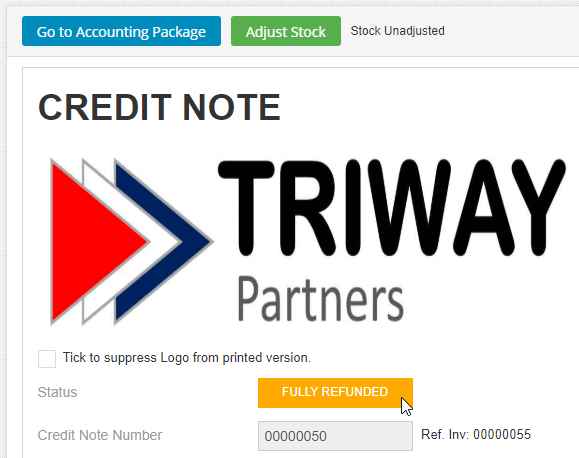 Fully Refunded Credit Note in EdgeCTP