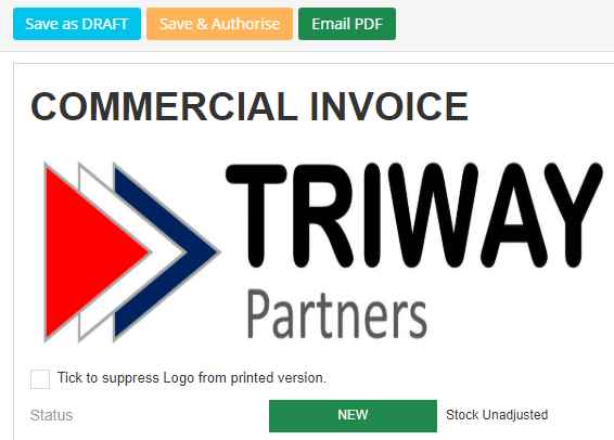 Click [Save & Authorise] to create the invoice