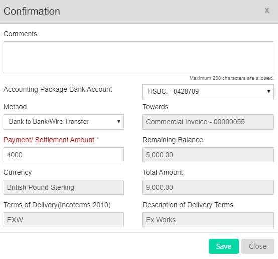 Part Settlement of Invoice in EdgeCTP