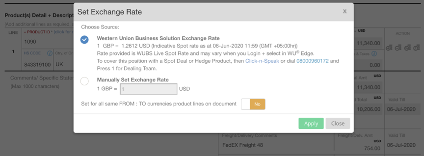EdgeCTP Financial Document Product Line WUBS Spot FX Rate